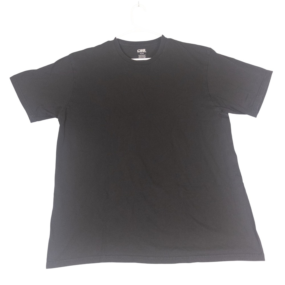 CSG Mens 2XL Black Short Sleeve 100% Cotton Solid Basic Crewneck T-Shirt